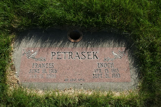 Frances Petrasek and Enoch Petrasek Grave