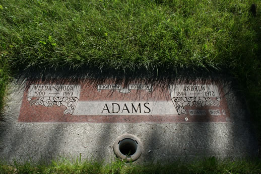 Andrew Adams and Velda Adams Grave