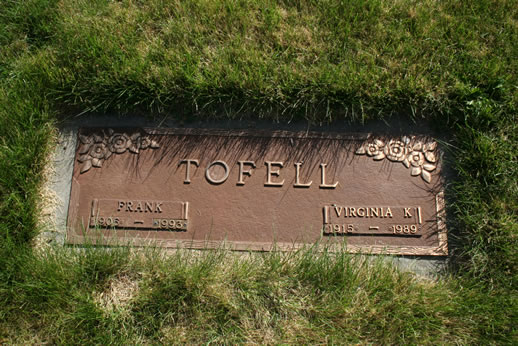 Frank Tofell and Virginia Tofell Grave