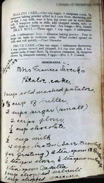 Piedmont Community Cookbook Recipes 1913