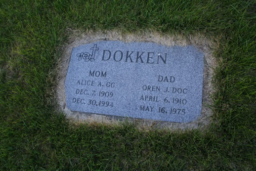 Alice Dokken and Oren Dokken Grave