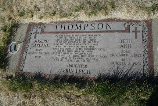 Joseph Thompson and Beth Thompson Grave
